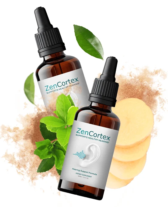 Two ZenCortex hearing support liquid dropper bottles, 60 ml each